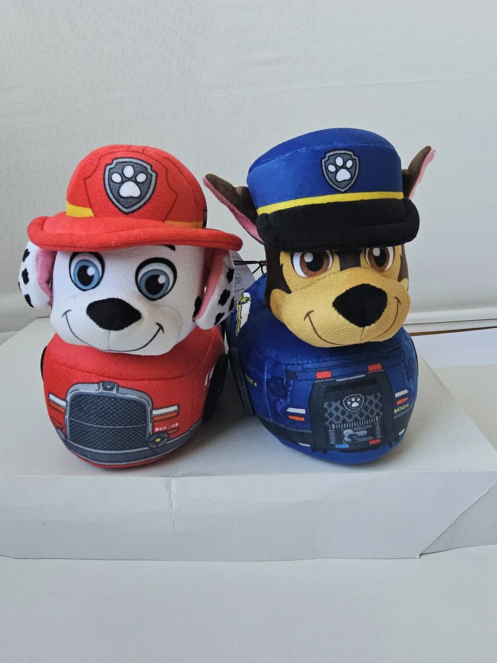 PAW Patrol Toddler Slippers Chase & Marshall Vehicle Plush Booties Size 9-10 NWT